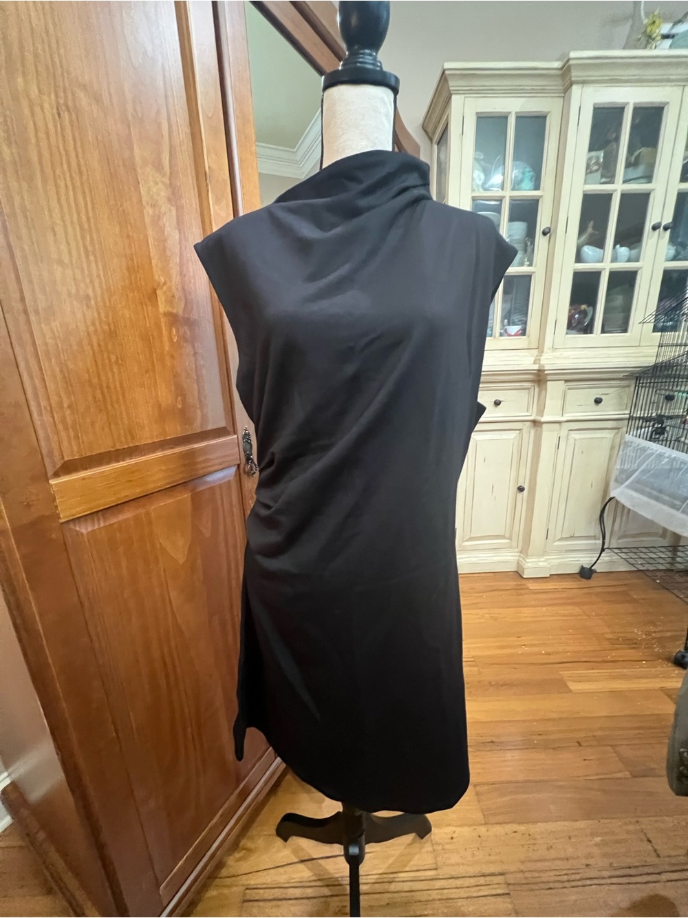 H&M Black Sleeveless asymmetric Midi Dress